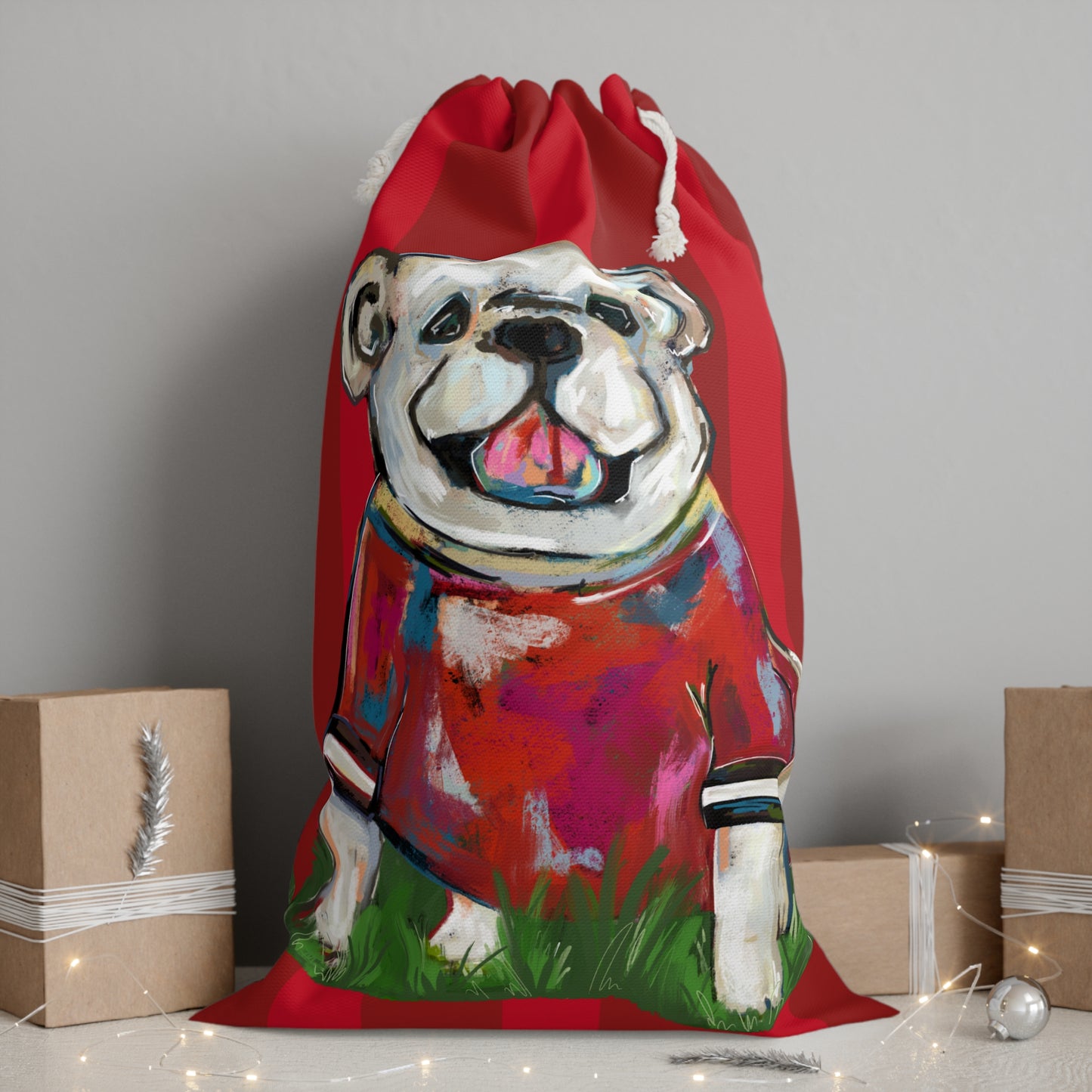 BullDawg Drawstring Sack Red stripe Bag