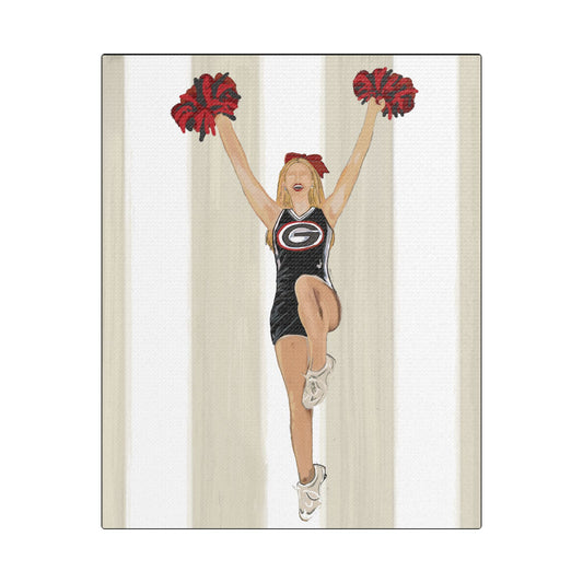Buldldog Cheerleader Canvas Wall Art, Cheer Decoration, College Spirit Decor, Dorm Room Art, Team Pride Wall Hanging