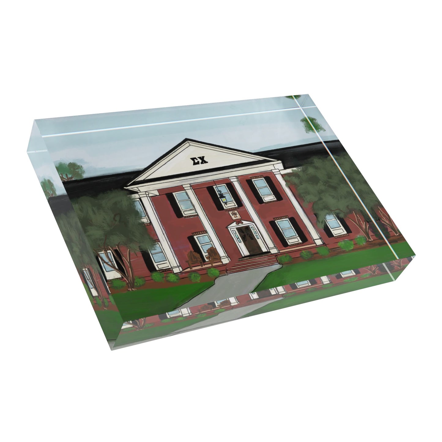 Greek Fraternity House Illustration Photo Block | Campus Keepsake