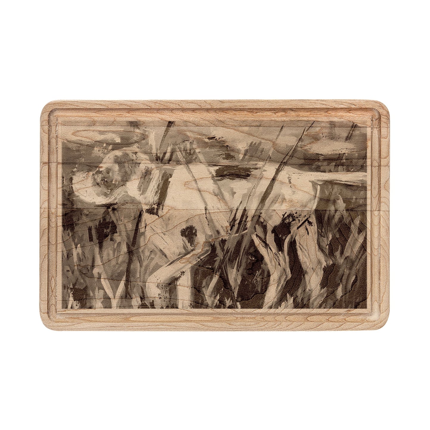Pointer Puppy Wooden Cutting Board | Engraved Fish Camp Artwork