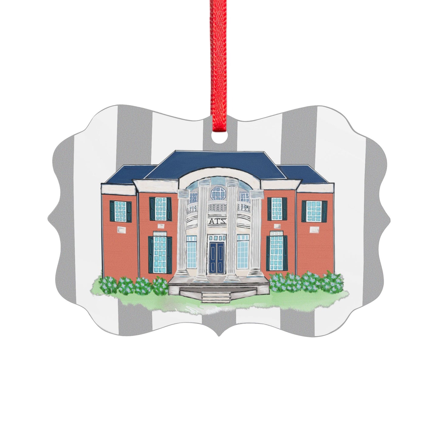 Greek Sorority GSU House Acrylic Ornament — Colonial Brick House Illustration Holiday Decoration