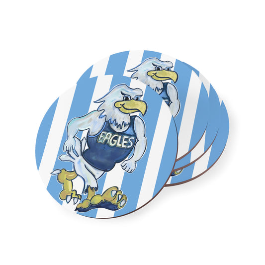 Eagles Walk Round Cork Coaster — Blue Striped Team Drink Mat