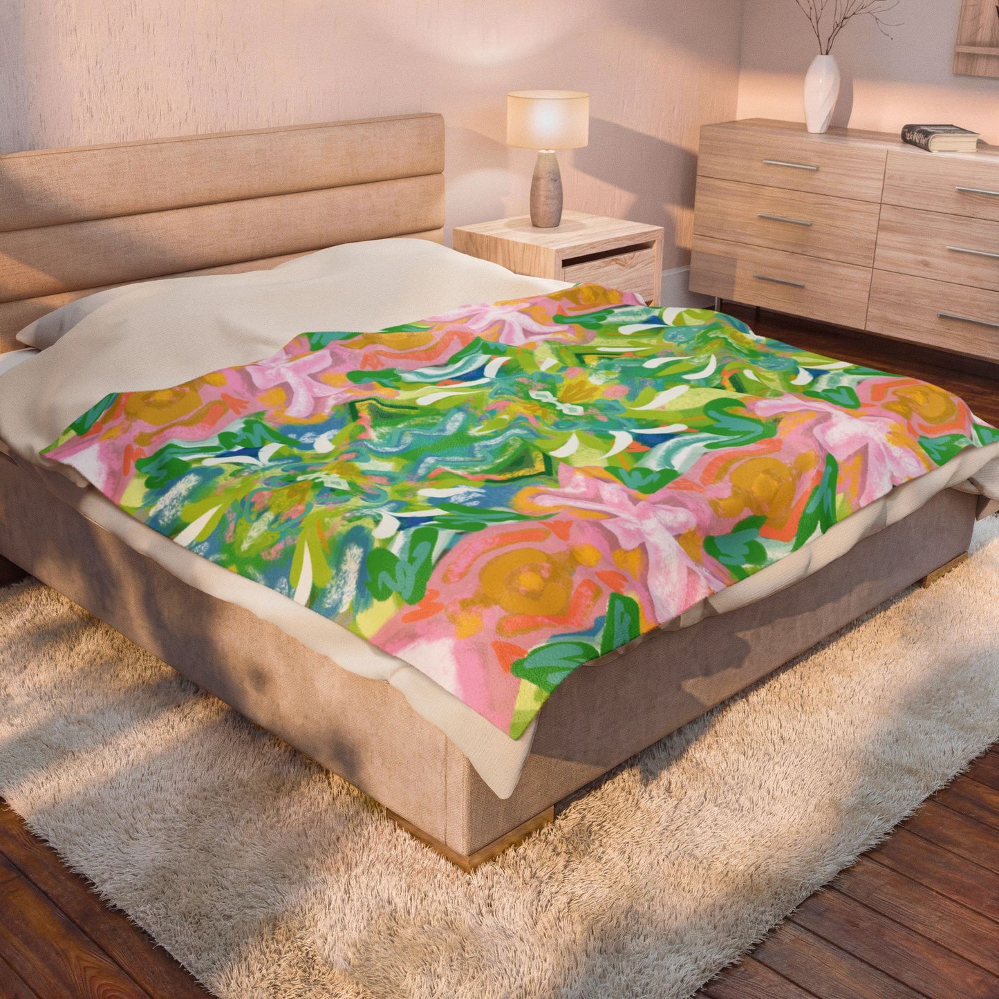Park Lane Plush Blanket — Park Lane Vibrant Custom Illustration by Little Highpoint Home