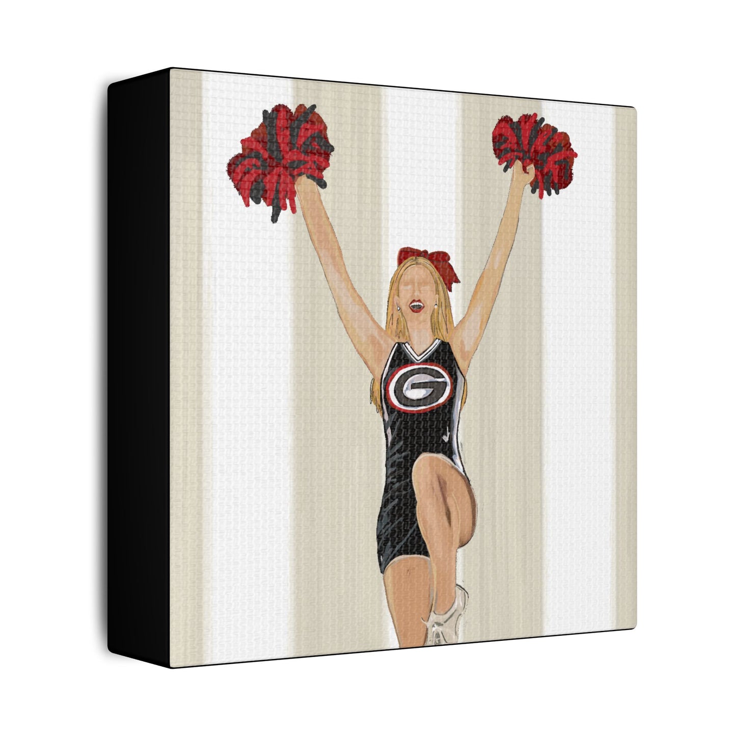 Buldldog Cheerleader Canvas Wall Art, Cheer Decoration, College Spirit Decor, Dorm Room Art, Team Pride Wall Hanging