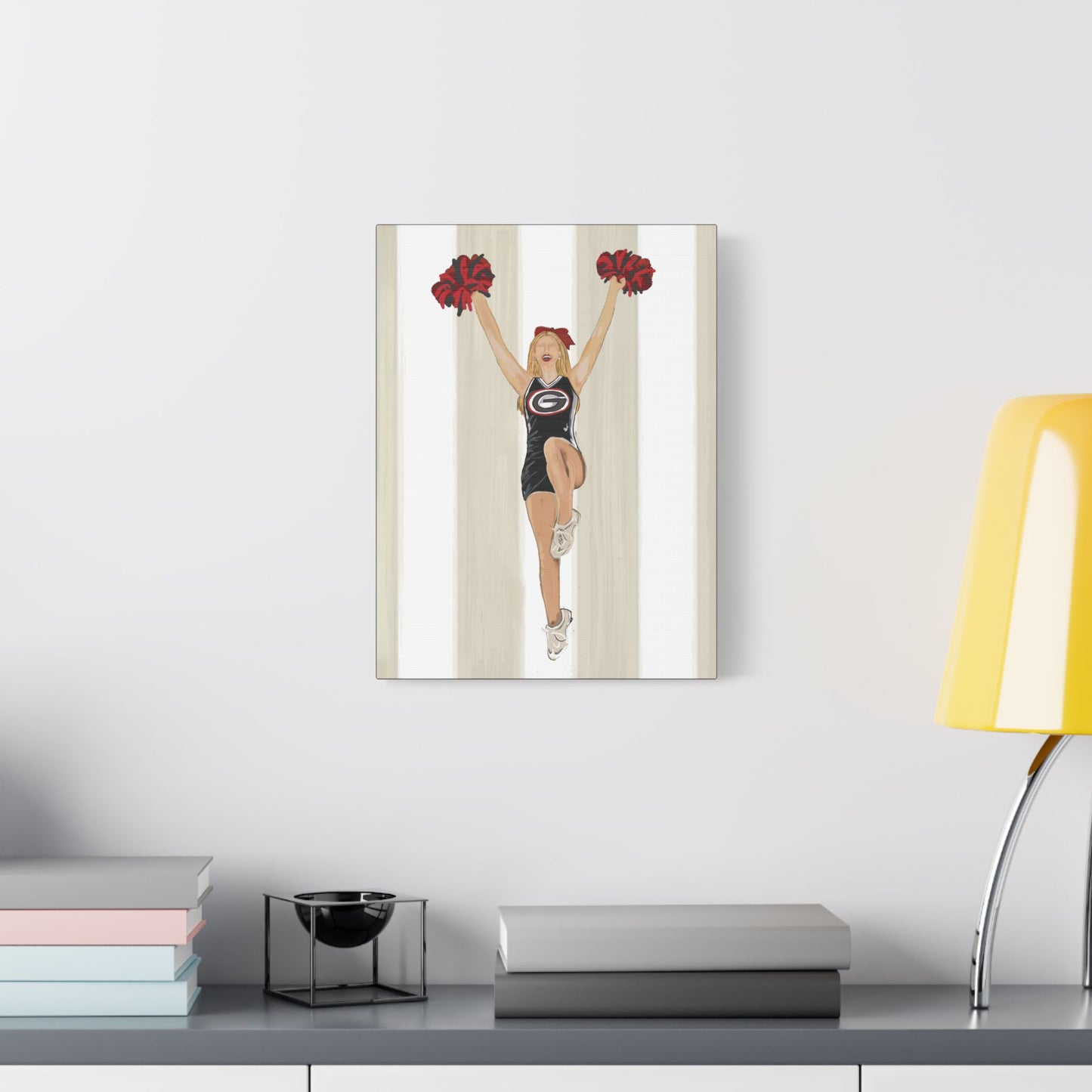 Buldldog Cheerleader Canvas Wall Art, Cheer Decoration, College Spirit Decor, Dorm Room Art, Team Pride Wall Hanging