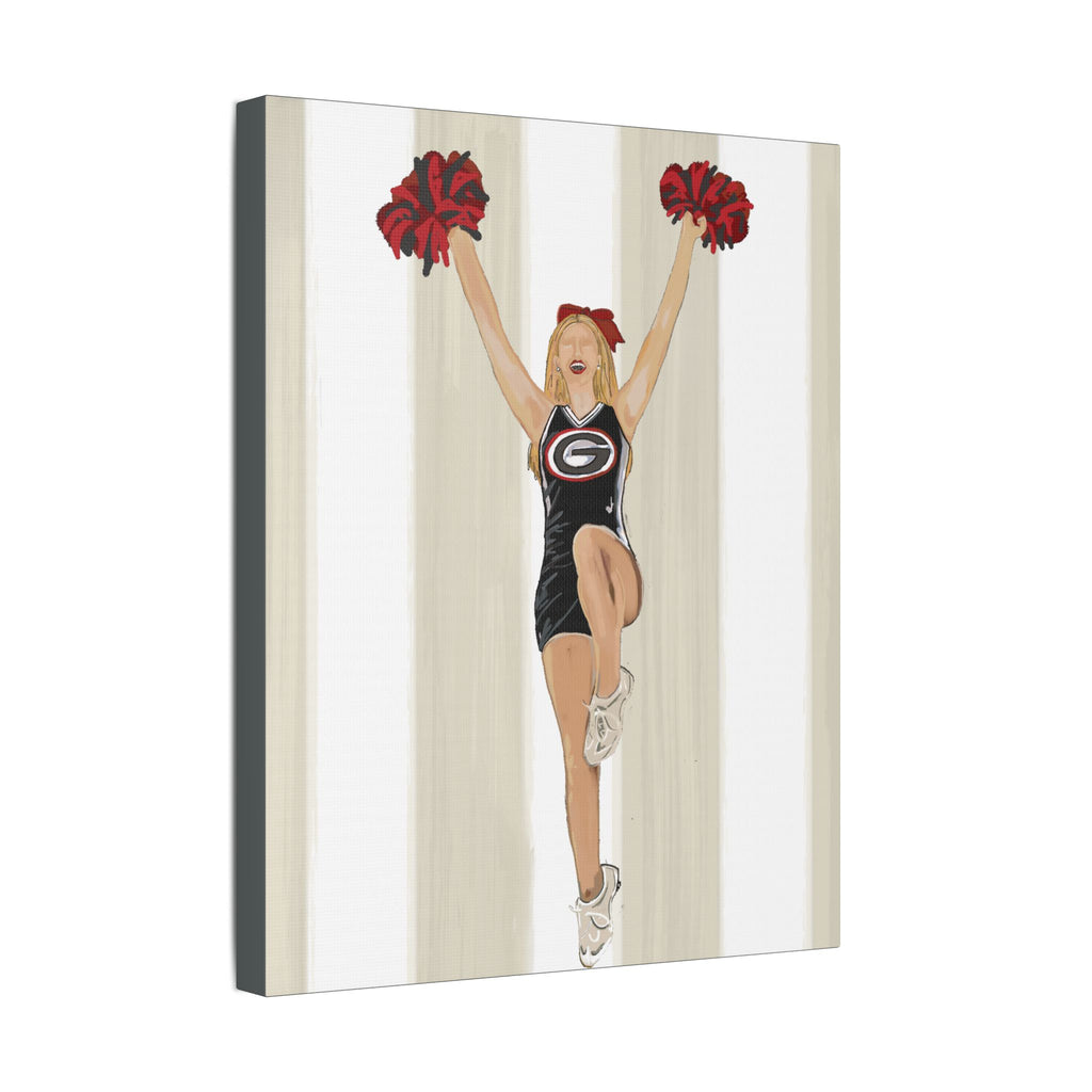 Buldldog Cheerleader Canvas Wall Art, Cheer Decoration, College Spirit Decor, Dorm Room Art, Team Pride Wall Hanging
