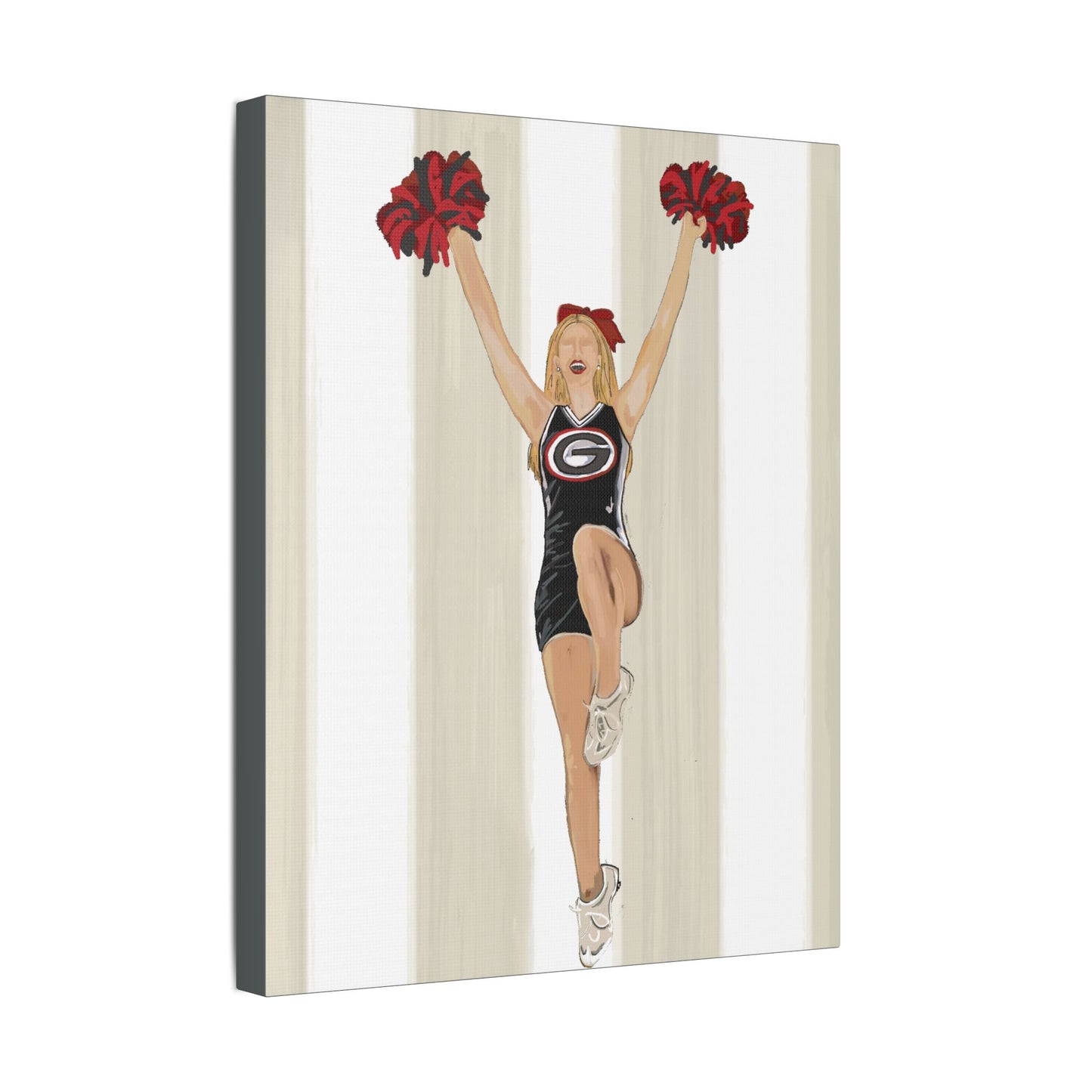 Buldldog Cheerleader Canvas Wall Art, Cheer Decoration, College Spirit Decor, Dorm Room Art, Team Pride Wall Hanging