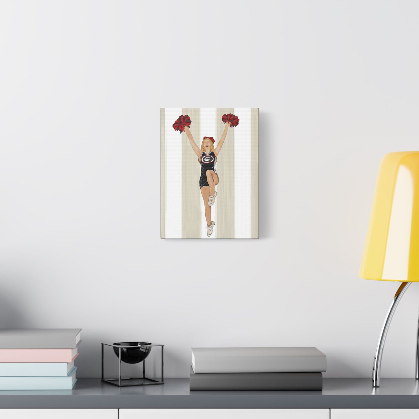 Buldldog Cheerleader Canvas Wall Art, Cheer Decoration, College Spirit Decor, Dorm Room Art, Team Pride Wall Hanging