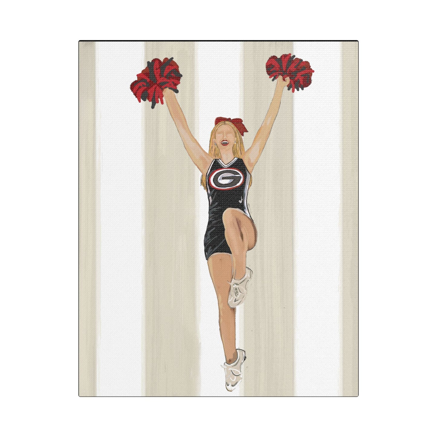 Buldldog Cheerleader Canvas Wall Art, Cheer Decoration, College Spirit Decor, Dorm Room Art, Team Pride Wall Hanging