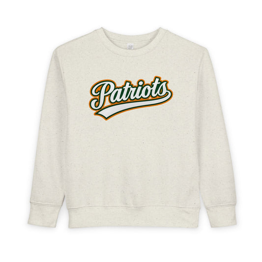 Patriots Toddler Sweatshirt - 'Patriots' Retro Script Kids Crewneck, Soft Vintage-Inspired Team Pullover