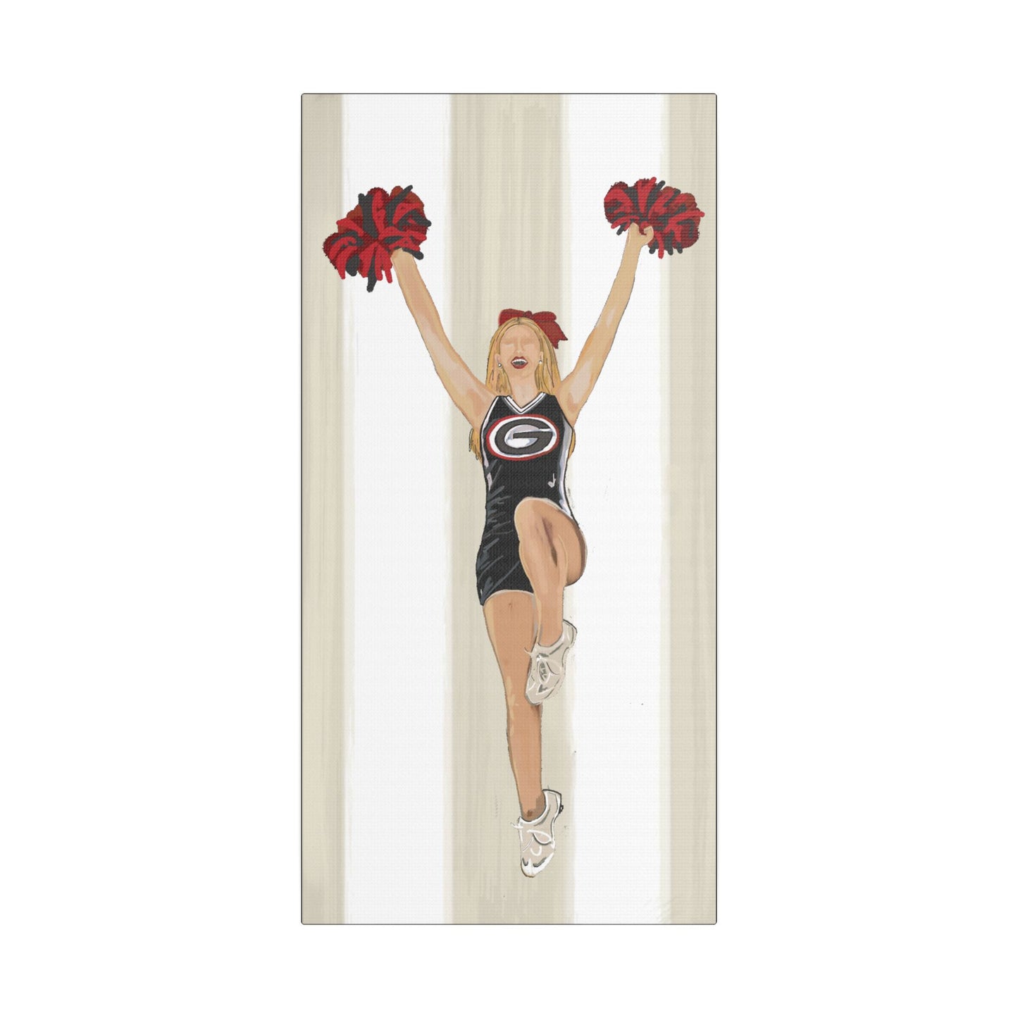 Buldldog Cheerleader Canvas Wall Art, Cheer Decoration, College Spirit Decor, Dorm Room Art, Team Pride Wall Hanging