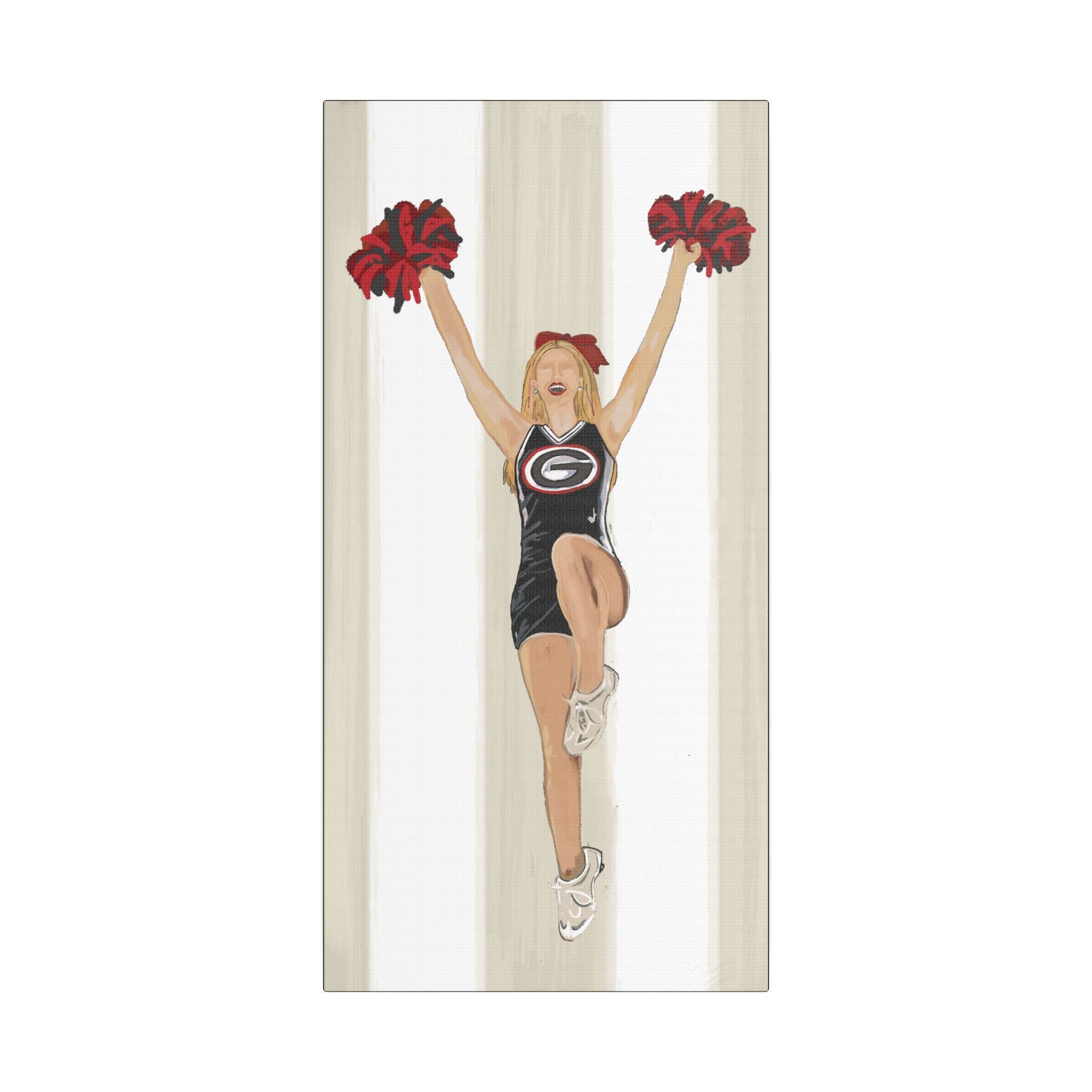 Buldldog Cheerleader Canvas Wall Art, Cheer Decoration, College Spirit Decor, Dorm Room Art, Team Pride Wall Hanging