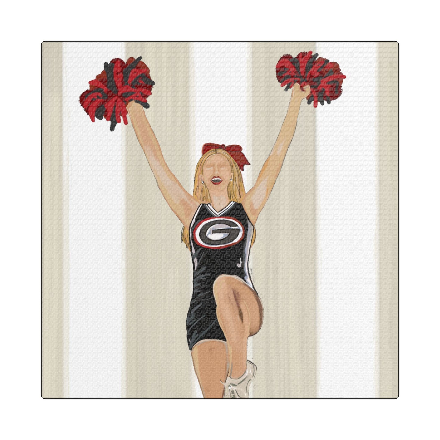Buldldog Cheerleader Canvas Wall Art, Cheer Decoration, College Spirit Decor, Dorm Room Art, Team Pride Wall Hanging