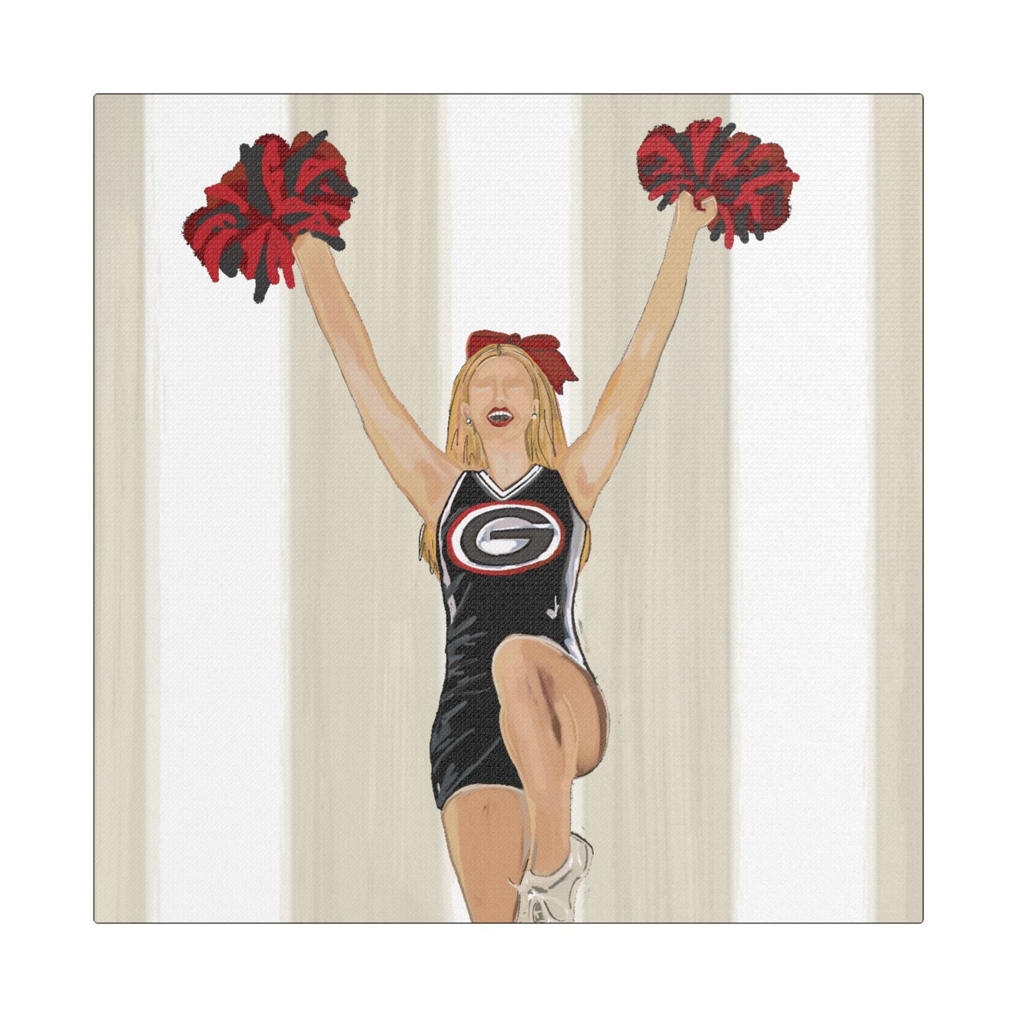 Buldldog Cheerleader Canvas Wall Art, Cheer Decoration, College Spirit Decor, Dorm Room Art, Team Pride Wall Hanging