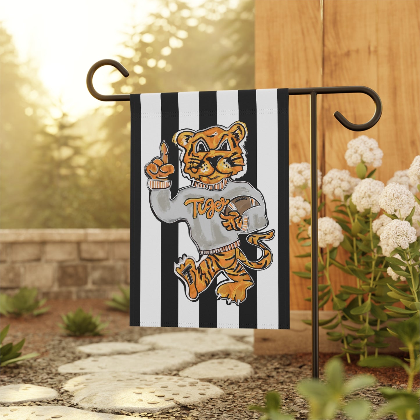 River Football Garden Flag — Clemson Auburn Tiger Stripe House Banner