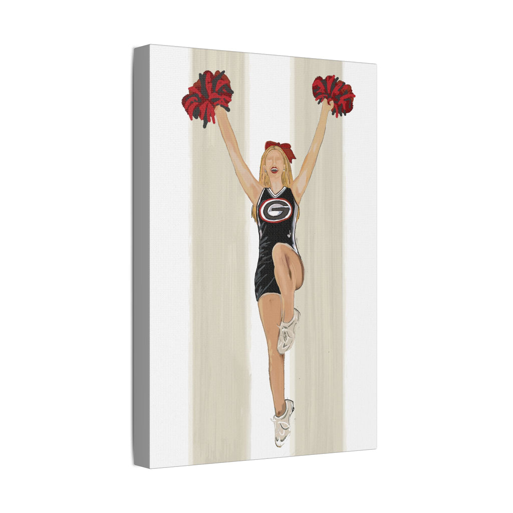 Buldldog Cheerleader Canvas Wall Art, Cheer Decoration, College Spirit Decor, Dorm Room Art, Team Pride Wall Hanging
