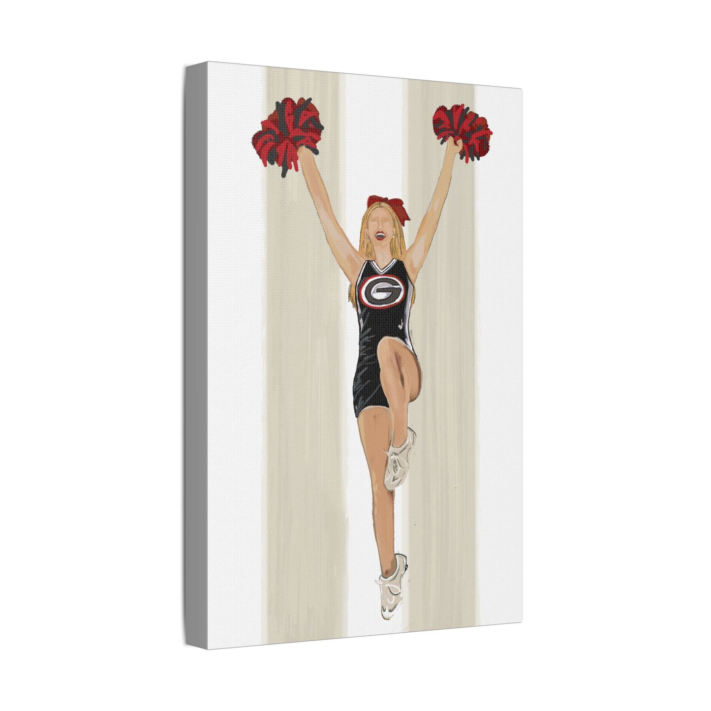 Buldldog Cheerleader Canvas Wall Art, Cheer Decoration, College Spirit Decor, Dorm Room Art, Team Pride Wall Hanging