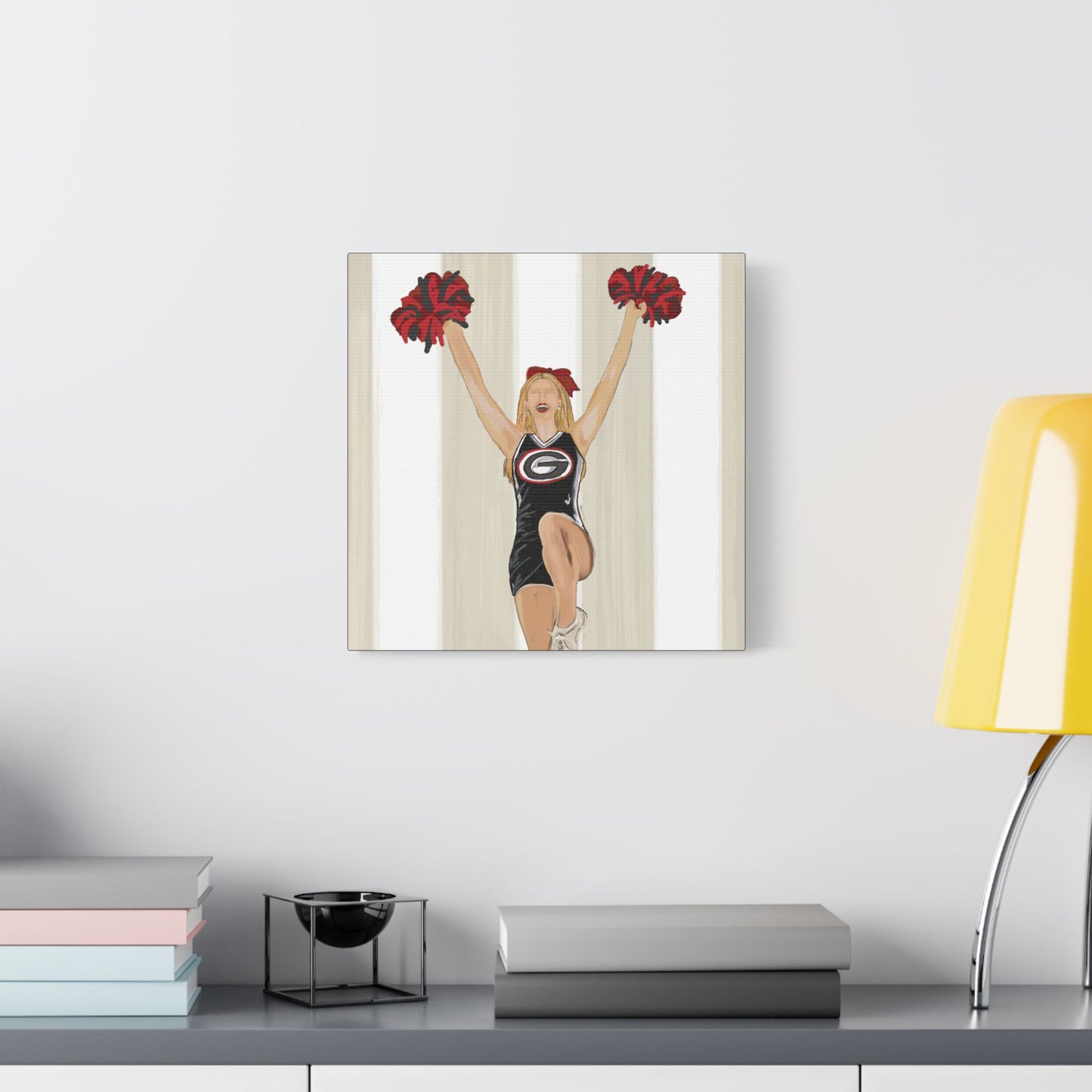 Buldldog Cheerleader Canvas Wall Art, Cheer Decoration, College Spirit Decor, Dorm Room Art, Team Pride Wall Hanging