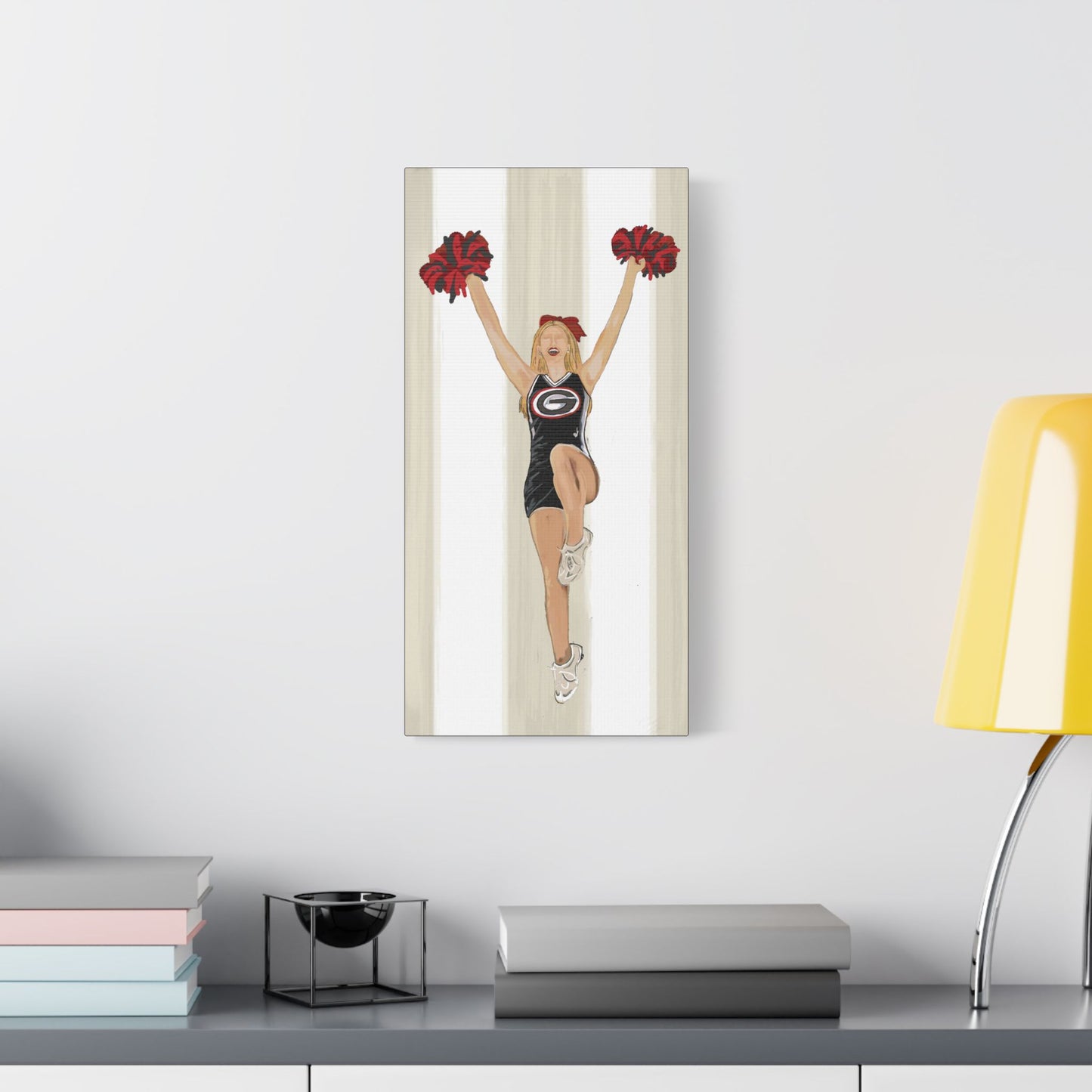 Buldldog Cheerleader Canvas Wall Art, Cheer Decoration, College Spirit Decor, Dorm Room Art, Team Pride Wall Hanging