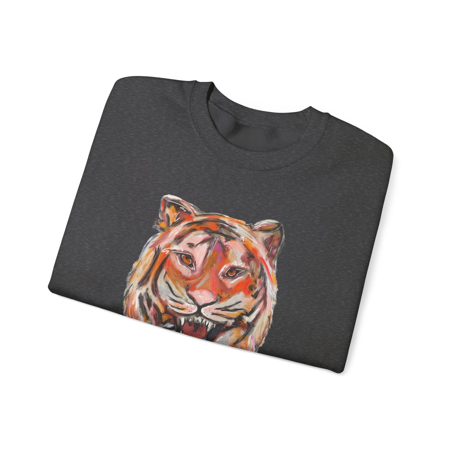 Tiger Mascot Sweatshirt, Acrylic Painting Crewneck, Wildlife Home Decor, Animal Lover Gift, Rustic Art Apparel