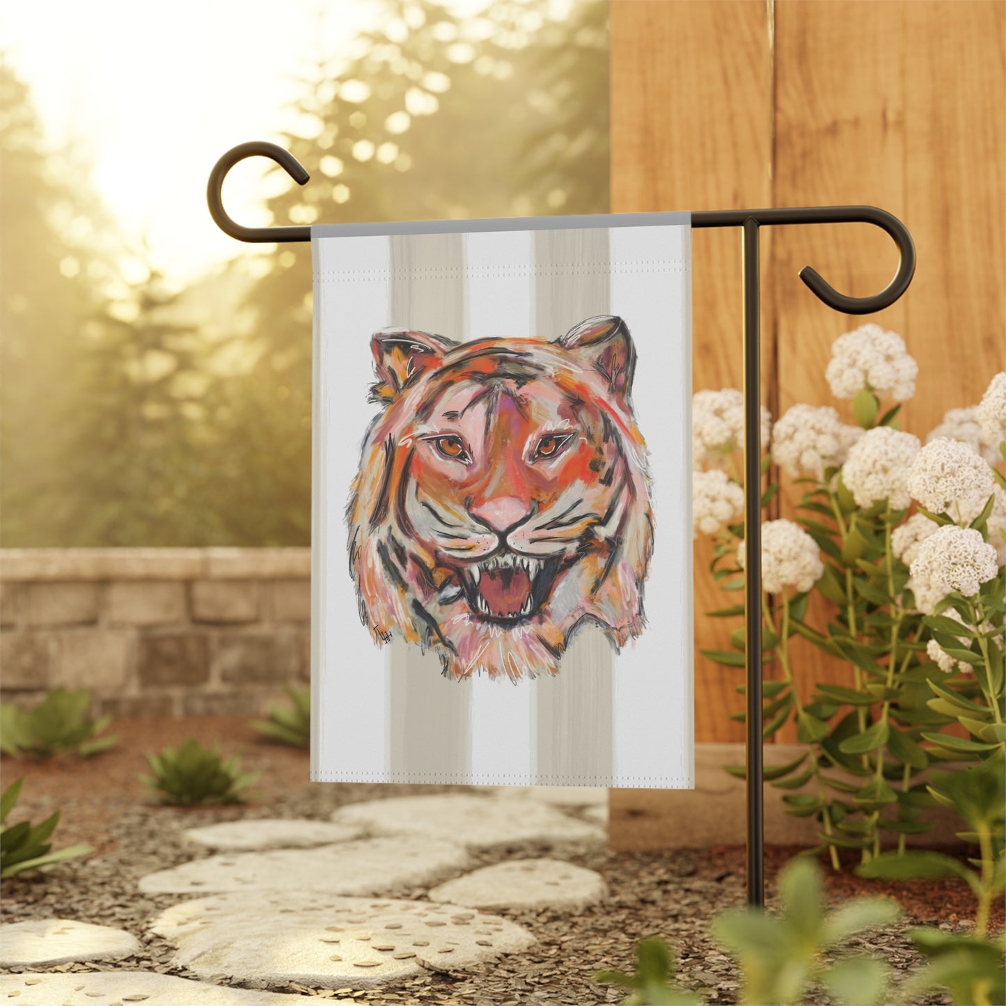 Tiger Mascot Garden House Flag Banner