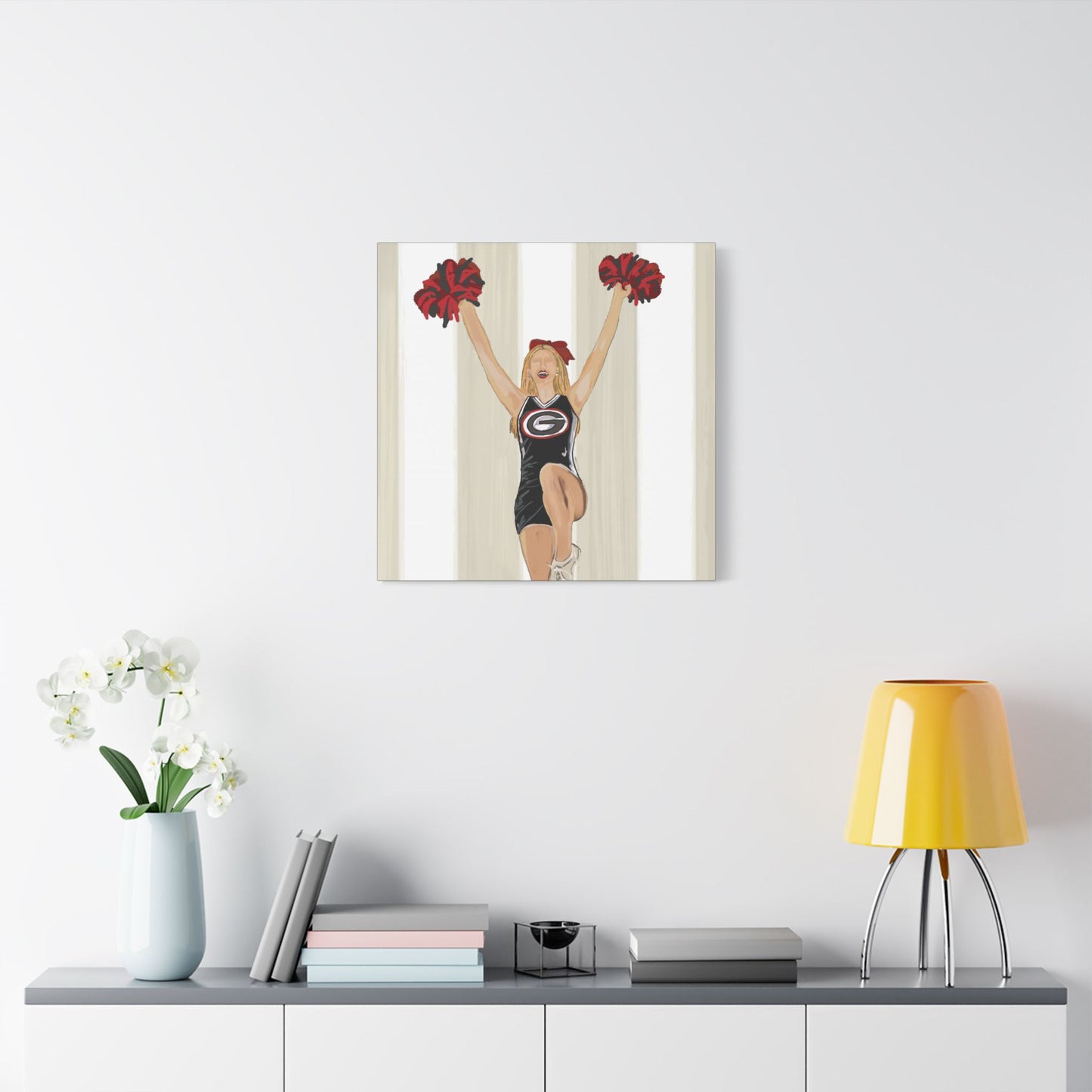 Buldldog Cheerleader Canvas Wall Art, Cheer Decoration, College Spirit Decor, Dorm Room Art, Team Pride Wall Hanging