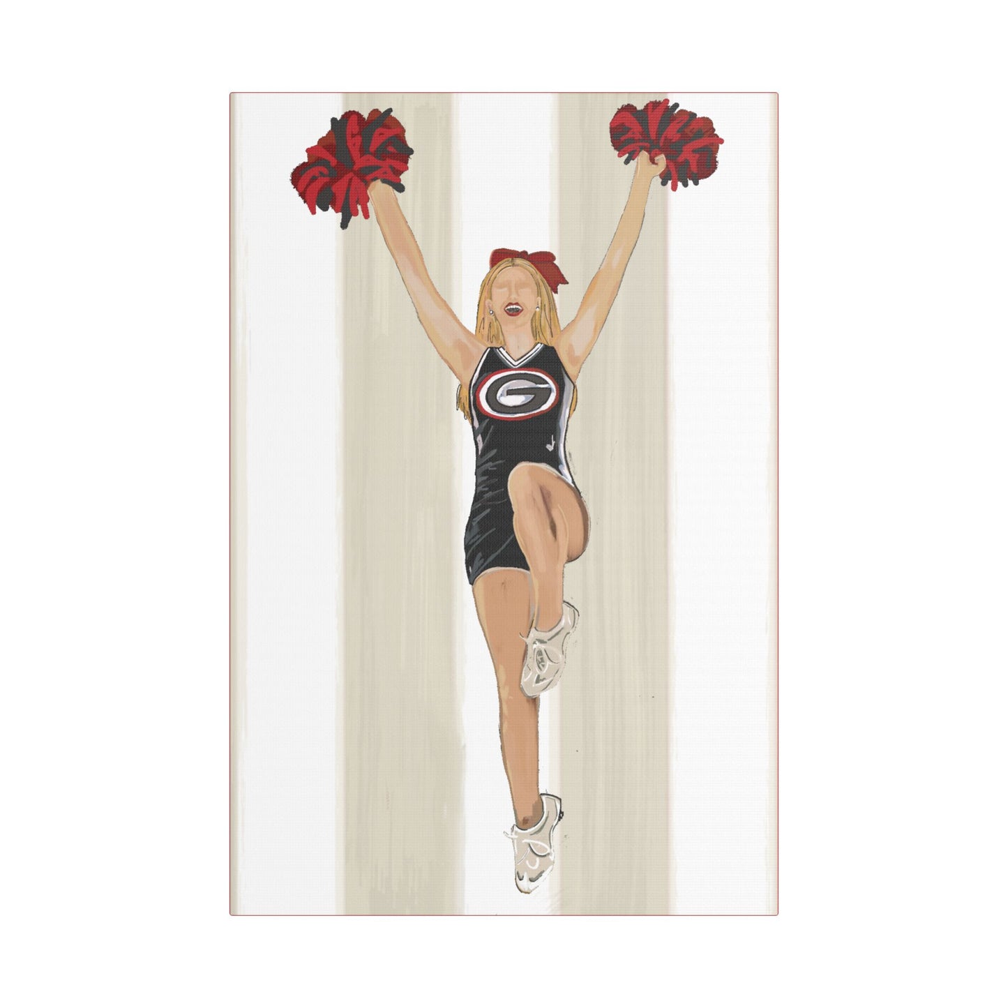Buldldog Cheerleader Canvas Wall Art, Cheer Decoration, College Spirit Decor, Dorm Room Art, Team Pride Wall Hanging