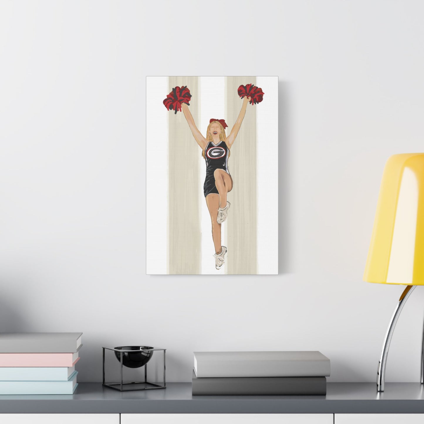 Buldldog Cheerleader Canvas Wall Art, Cheer Decoration, College Spirit Decor, Dorm Room Art, Team Pride Wall Hanging