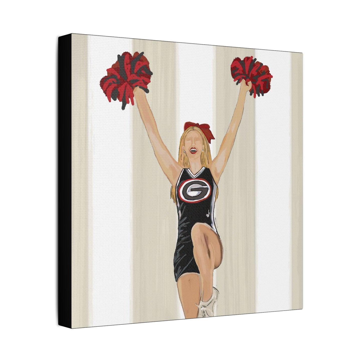 Buldldog Cheerleader Canvas Wall Art, Cheer Decoration, College Spirit Decor, Dorm Room Art, Team Pride Wall Hanging