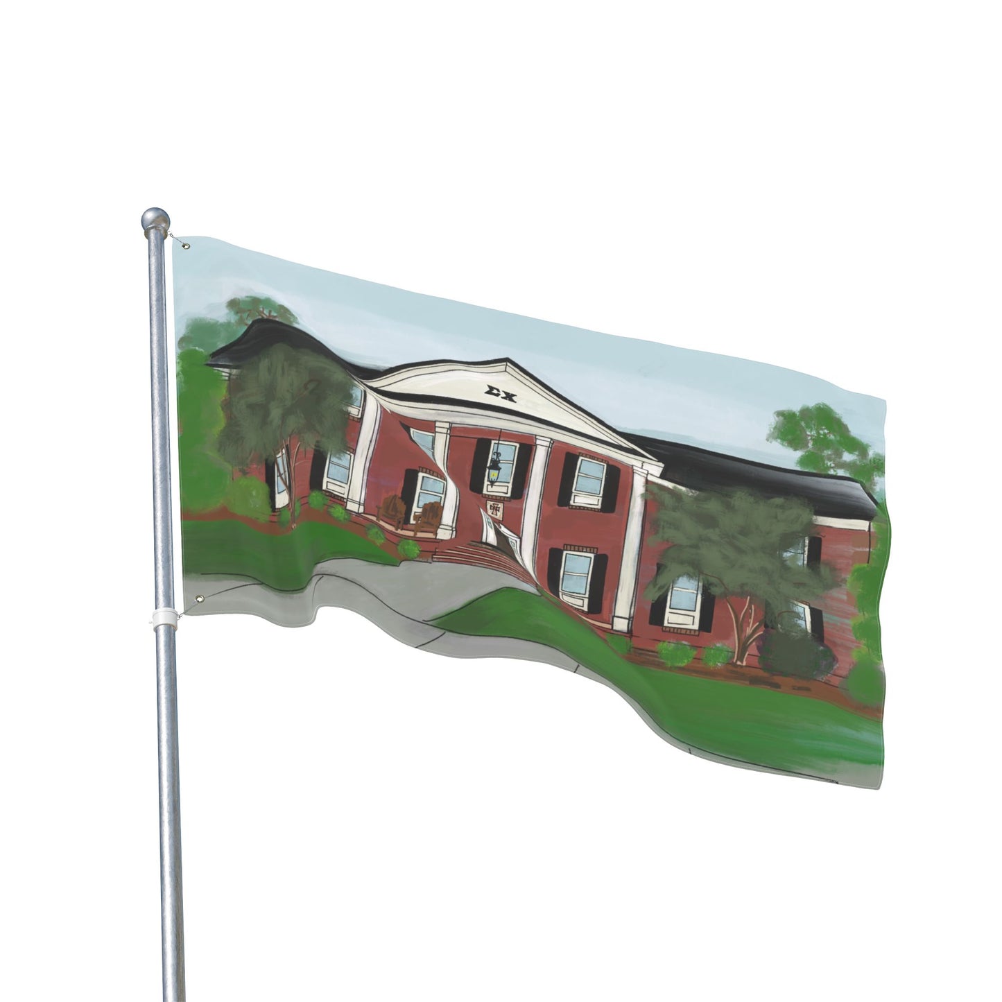 Greek Sigma Chi Fraternity House Georgia Southern Eagles Illustration Flag | Double Sided Flag, College House Decor