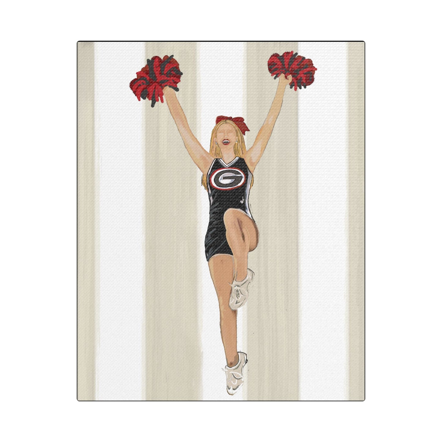 Buldldog Cheerleader Canvas Wall Art, Cheer Decoration, College Spirit Decor, Dorm Room Art, Team Pride Wall Hanging
