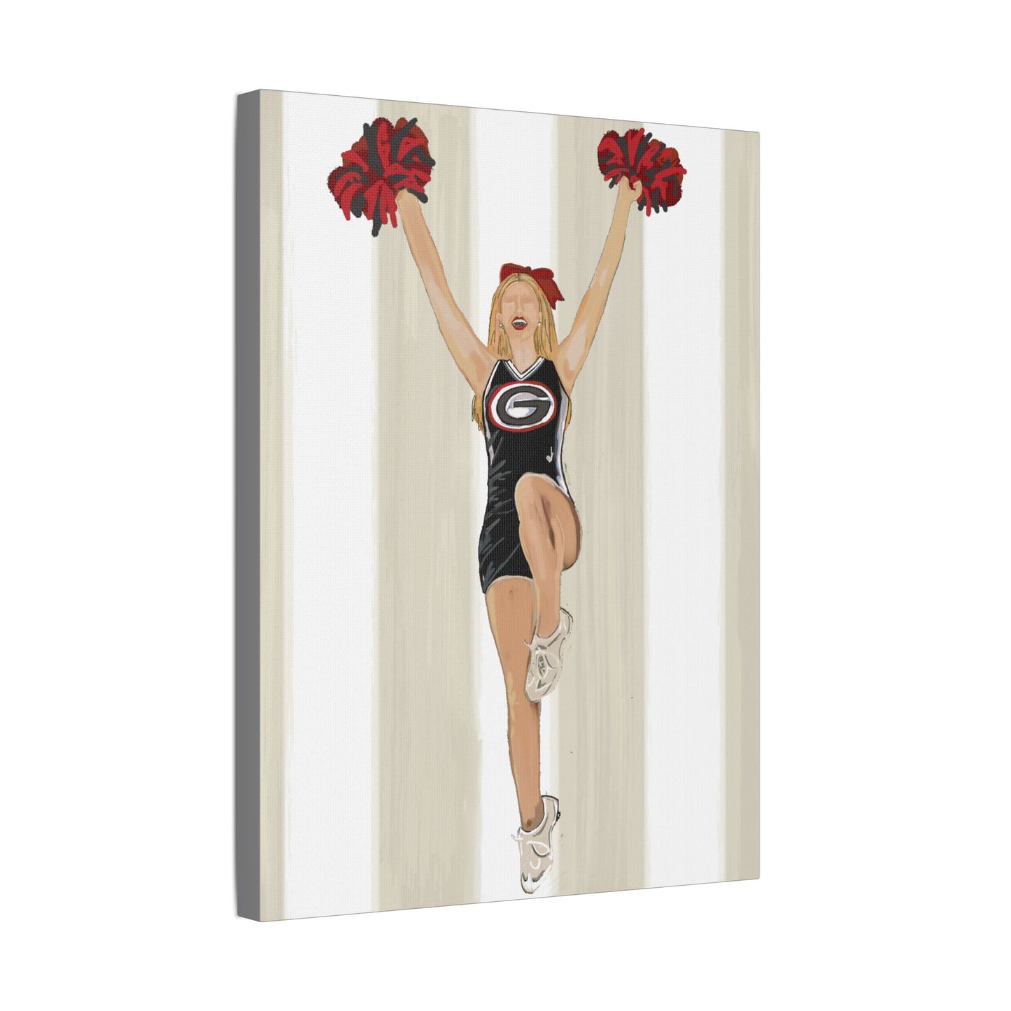 Buldldog Cheerleader Canvas Wall Art, Cheer Decoration, College Spirit Decor, Dorm Room Art, Team Pride Wall Hanging