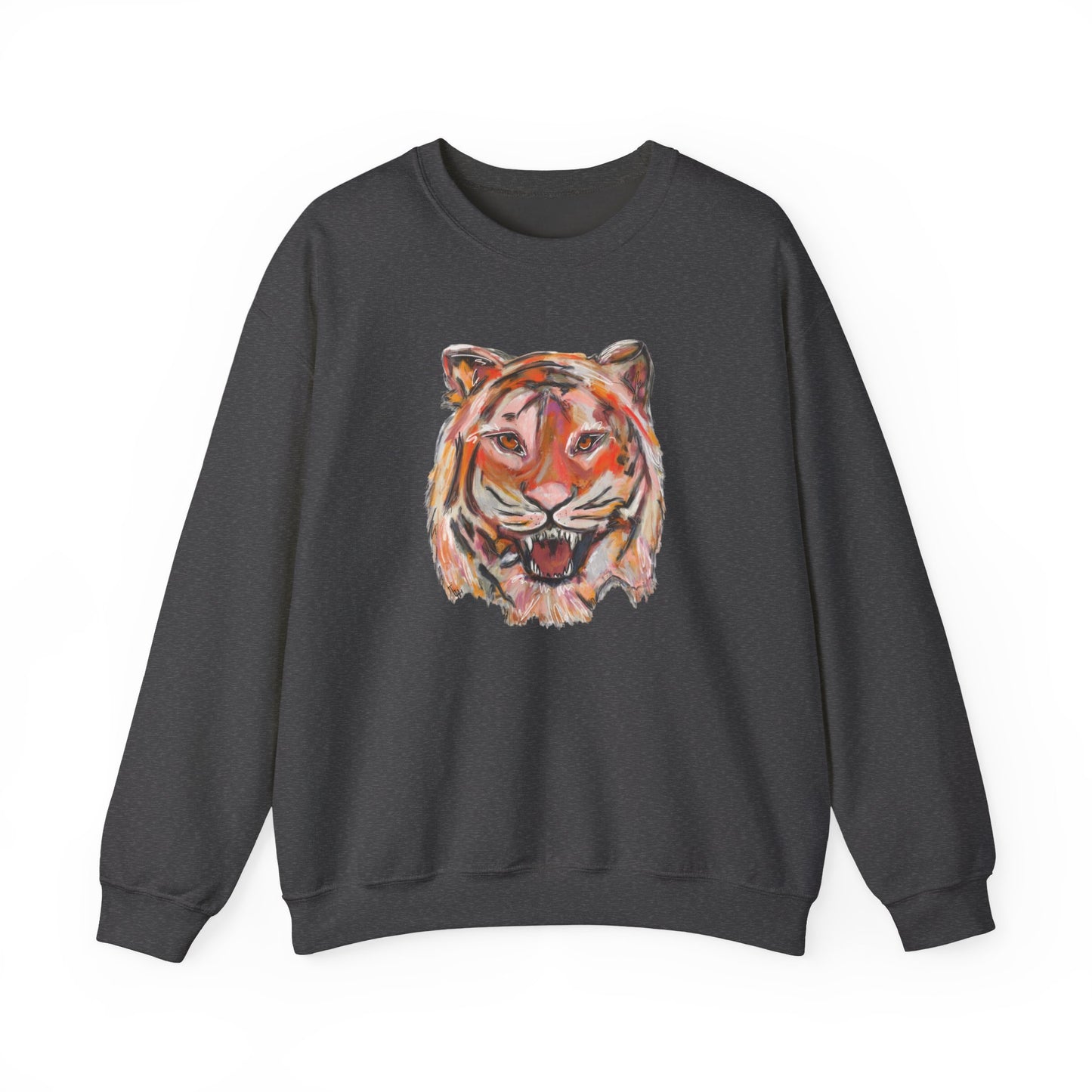 Tiger Mascot Sweatshirt, Acrylic Painting Crewneck, Wildlife Home Decor, Animal Lover Gift, Rustic Art Apparel