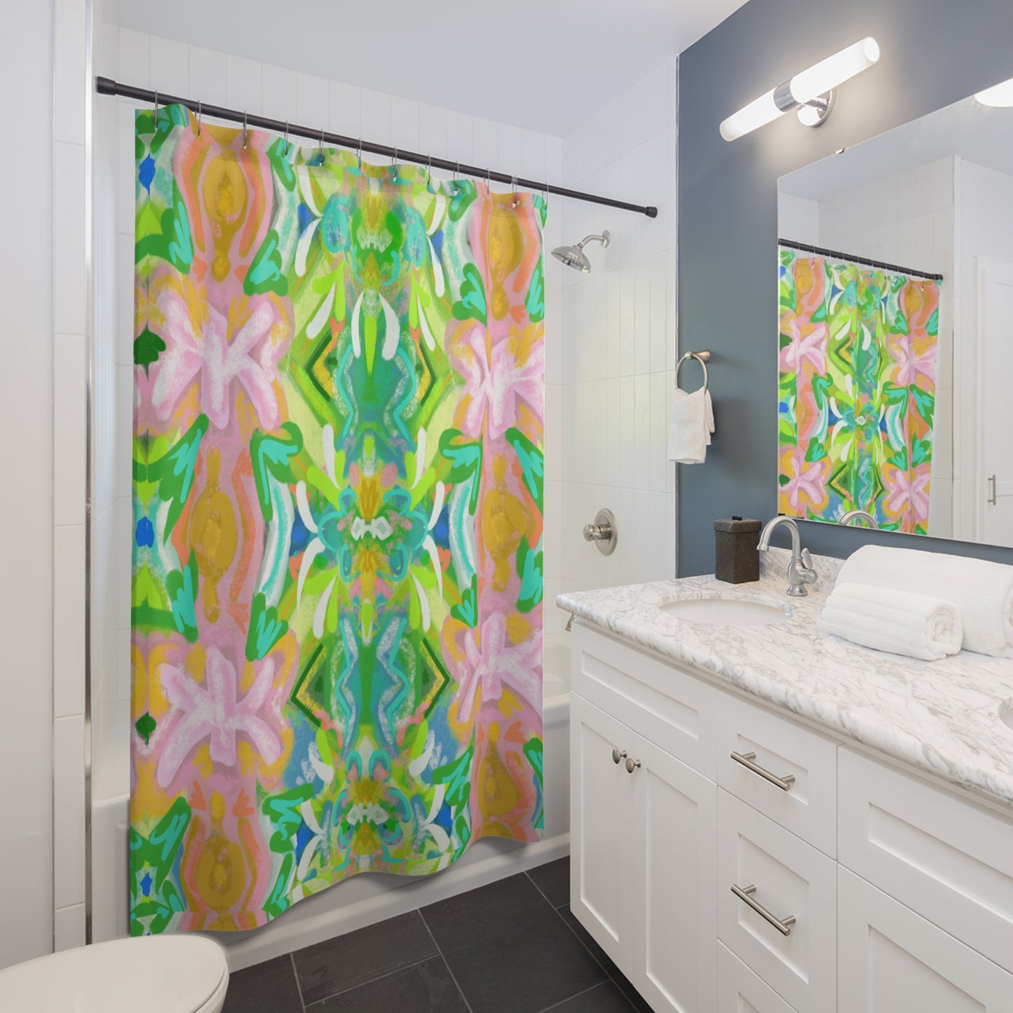 Park Lane Licensed Illustration Shower Curtain — Vibrant Little Highpoint Home College Apartments Decor