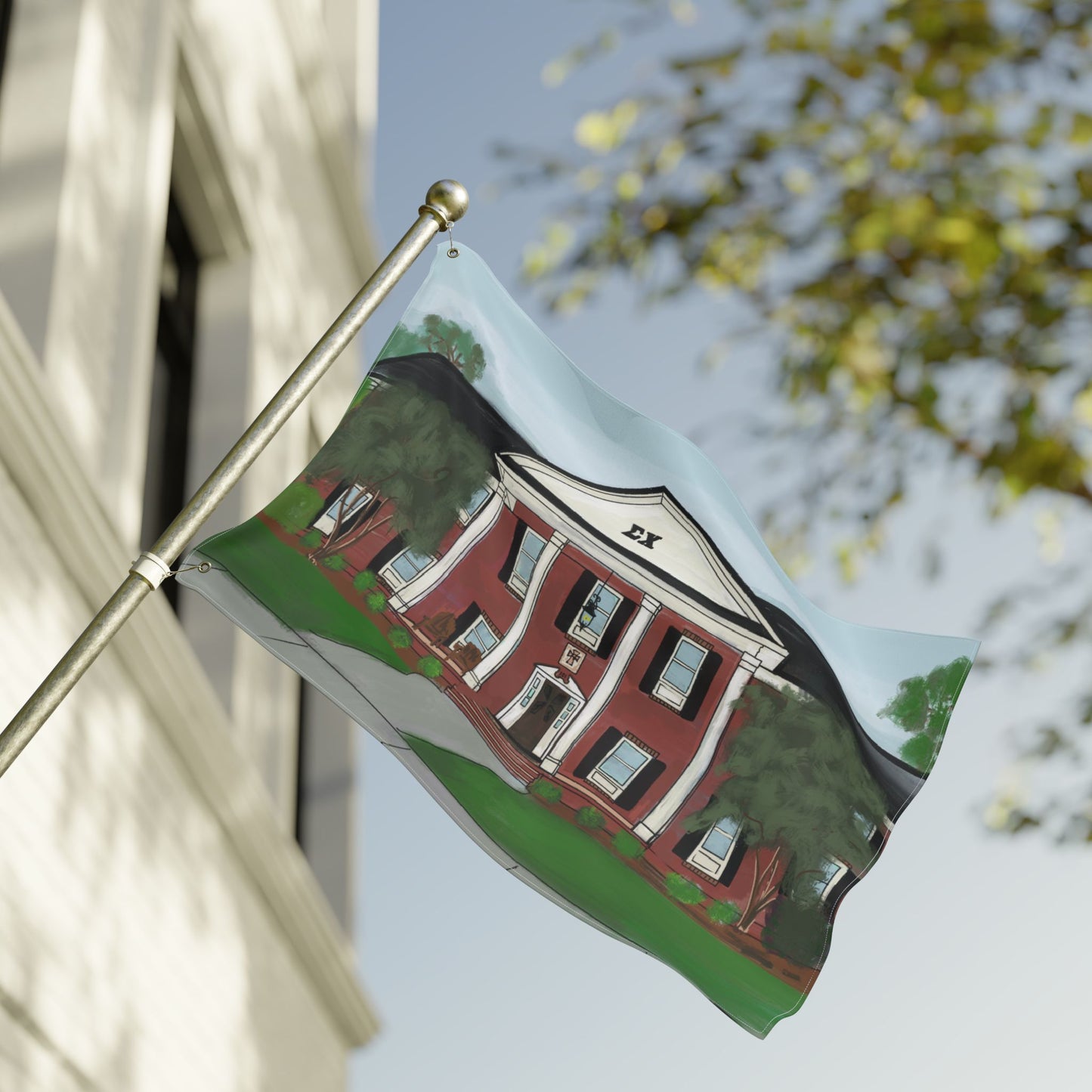 Greek Sigma Chi Fraternity House Georgia Southern Eagles Illustration Flag | Double Sided Flag, College House Decor