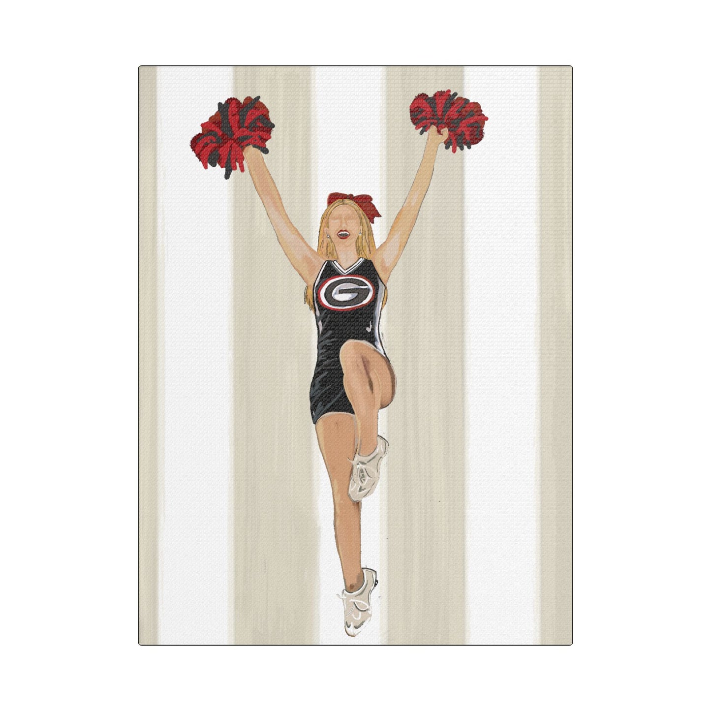 Buldldog Cheerleader Canvas Wall Art, Cheer Decoration, College Spirit Decor, Dorm Room Art, Team Pride Wall Hanging