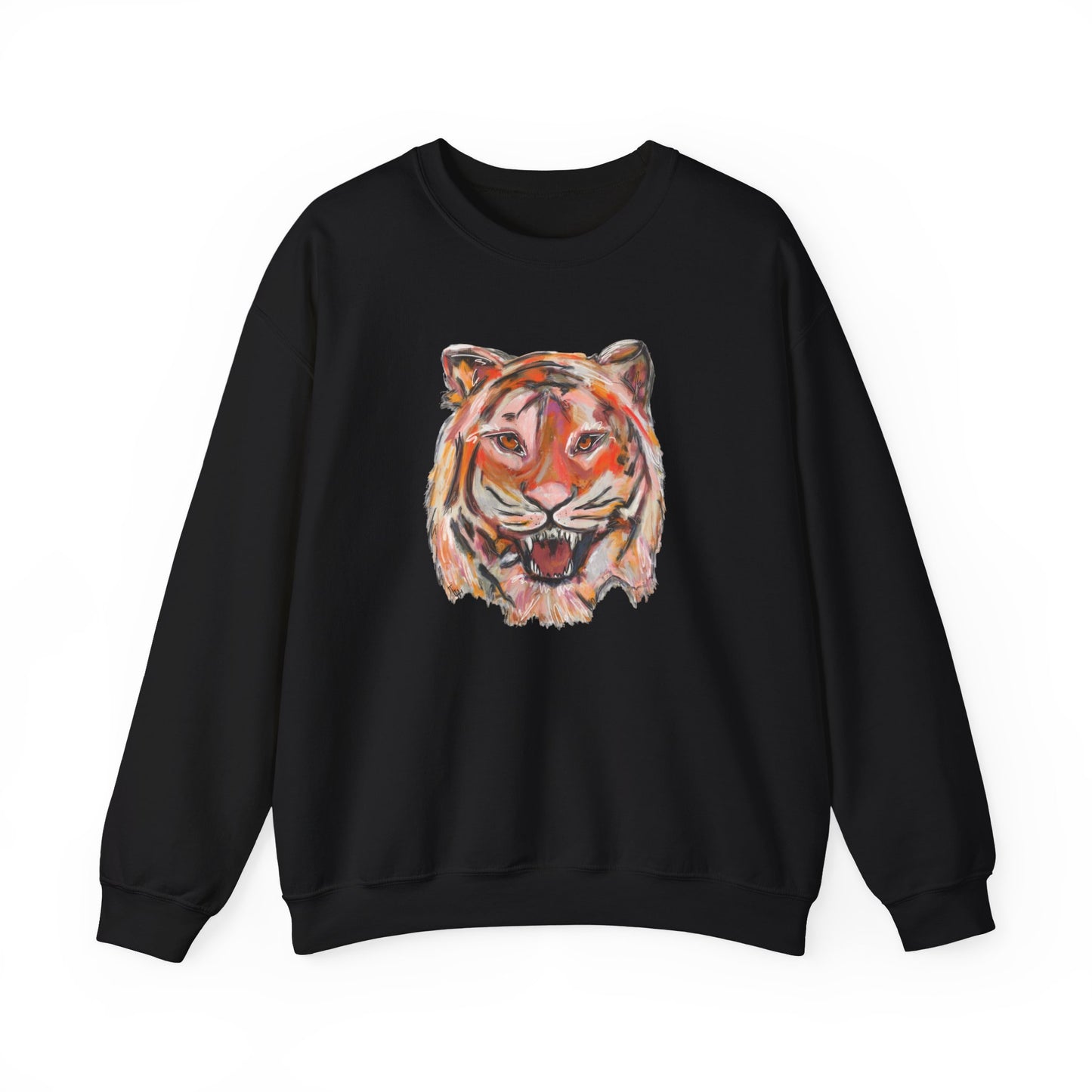 Tiger Mascot Sweatshirt, Acrylic Painting Crewneck, Wildlife Home Decor, Animal Lover Gift, Rustic Art Apparel
