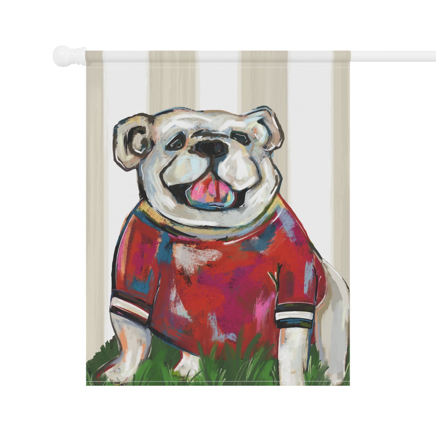 Bulldog Mascot Original Art Print for Dorm, Bulldog Fan Wall Tapestry, College Apartment Wall Hanging, Abstract Animal Painting