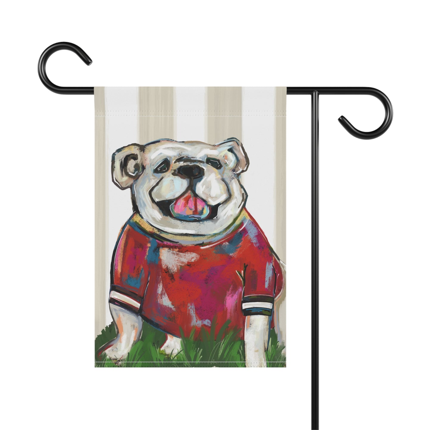 Bulldog Mascot Original Art Print for Dorm, Bulldog Fan Wall Tapestry, College Apartment Wall Hanging, Abstract Animal Painting