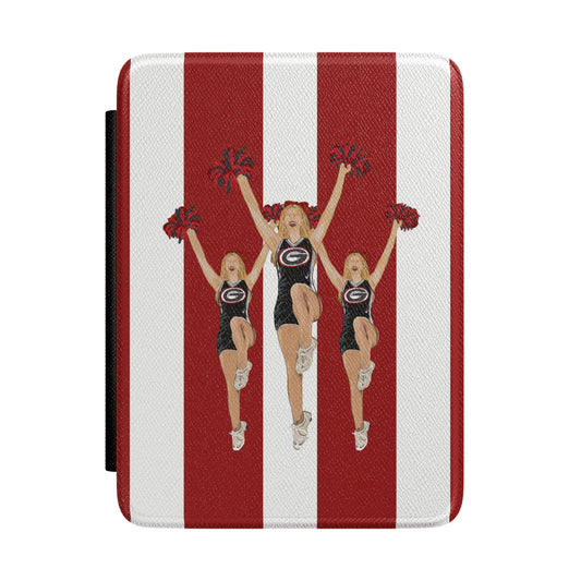 Bulldog Cheerleader Kindle Case, Red Black White Illustration