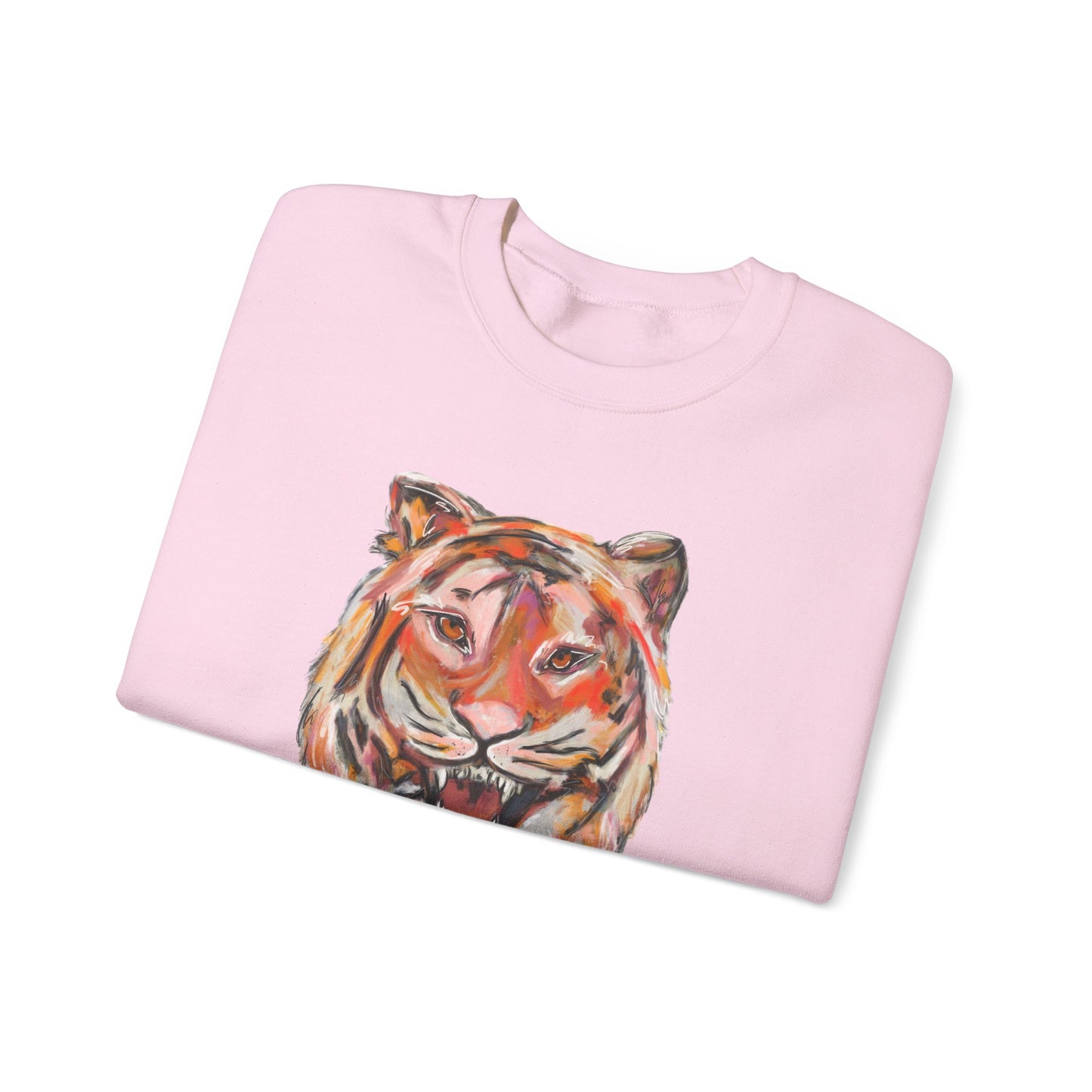 Tiger Mascot Sweatshirt, Acrylic Painting Crewneck, Wildlife Home Decor, Animal Lover Gift, Rustic Art Apparel