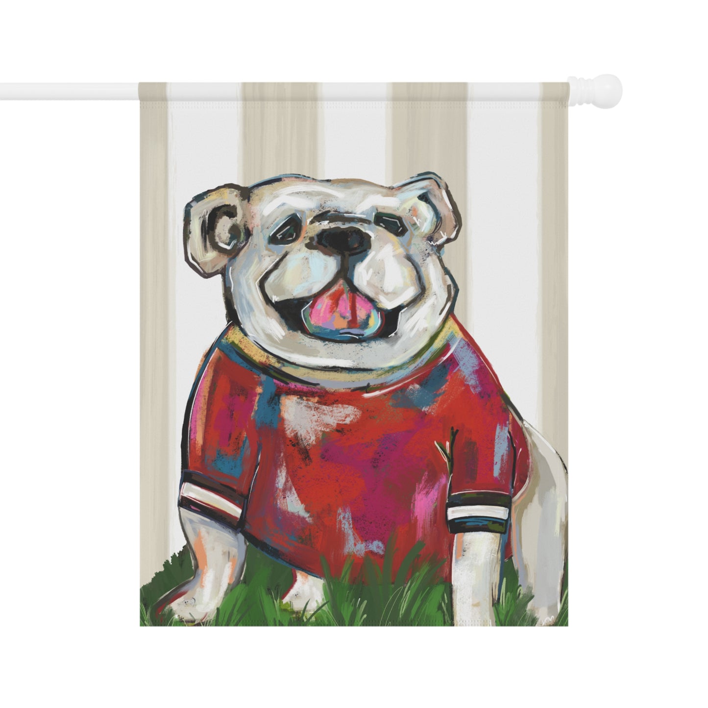 Bulldog Mascot Original Art Print for Dorm, Bulldog Fan Wall Tapestry, College Apartment Wall Hanging, Abstract Animal Painting