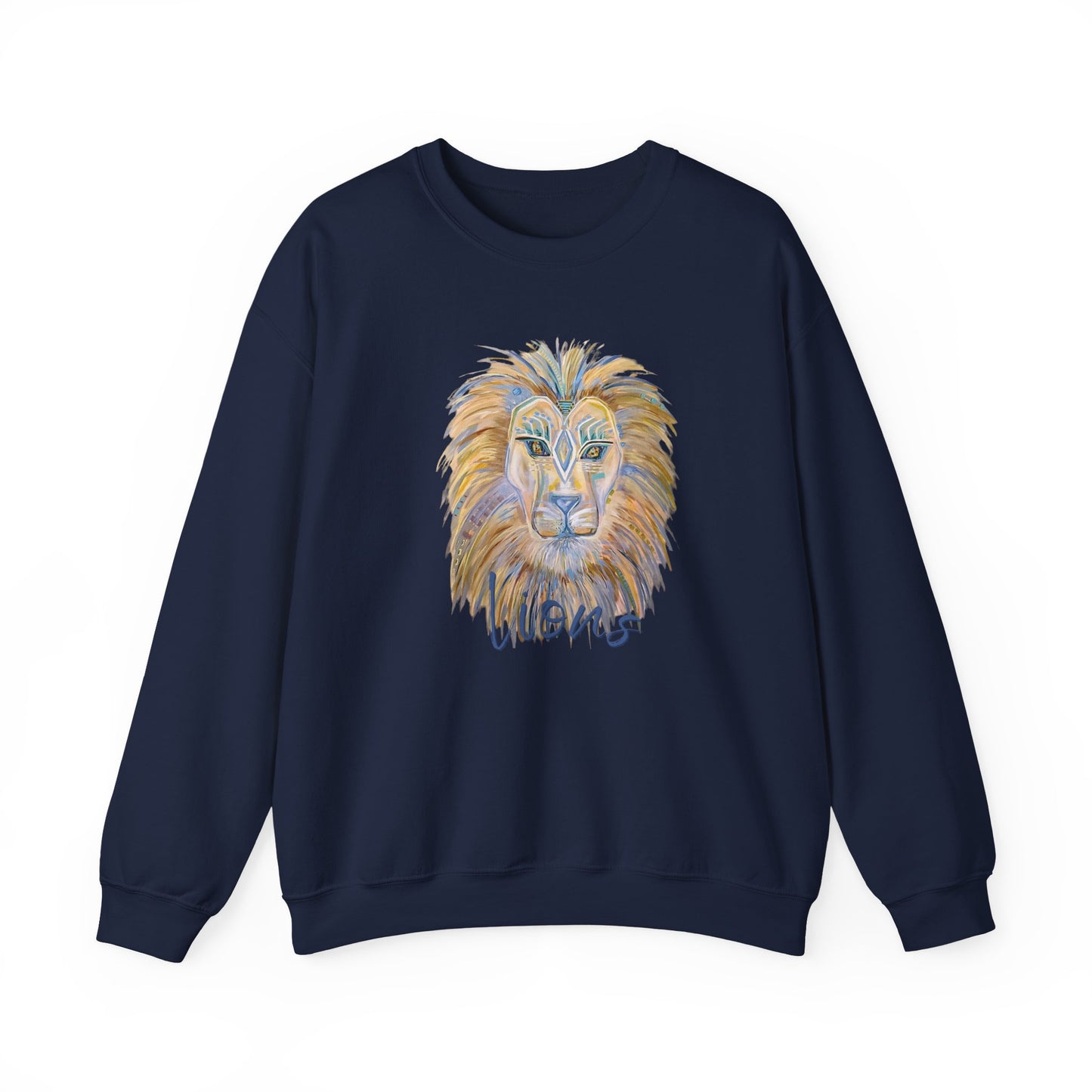 Lion Head Painting Crewneck Sweatshirt |original painting  made for Digital Artwork reproduction, Lion Portrait