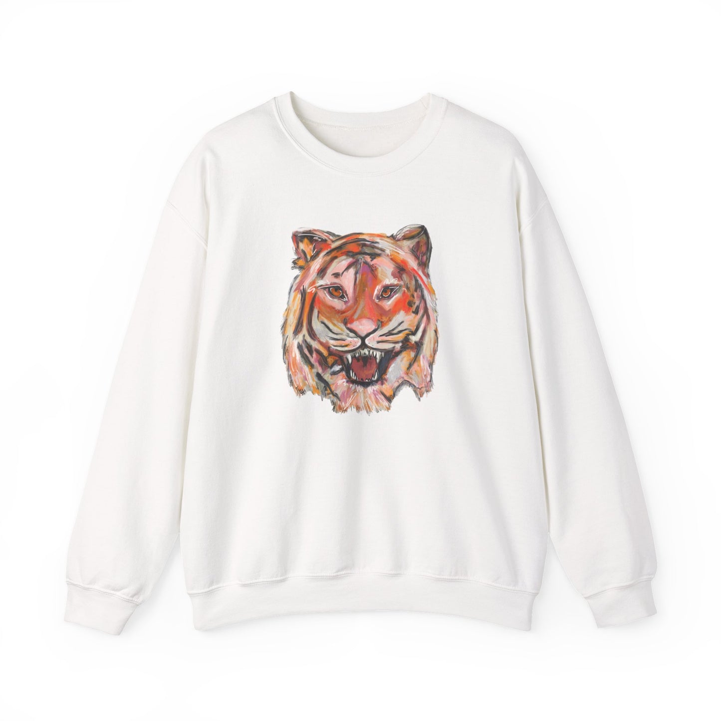 Tiger Mascot Sweatshirt, Acrylic Painting Crewneck, Wildlife Home Decor, Animal Lover Gift, Rustic Art Apparel