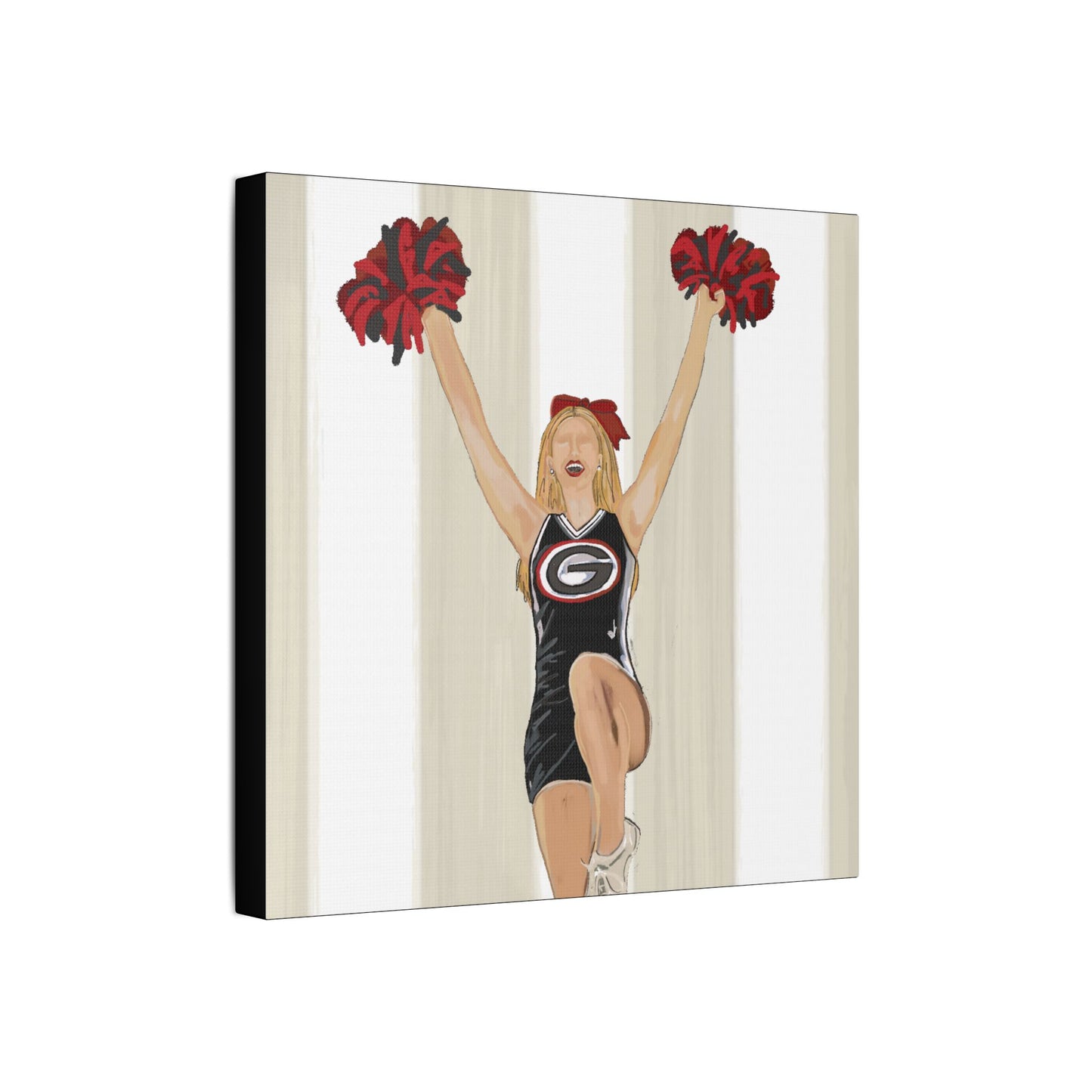 Buldldog Cheerleader Canvas Wall Art, Cheer Decoration, College Spirit Decor, Dorm Room Art, Team Pride Wall Hanging