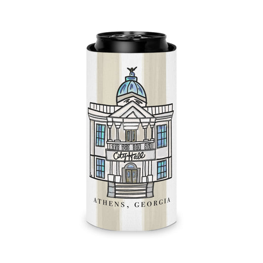Georgia City Hall Athens, Georgia Can Cooler - Vintage Style Beverage Insulator, Perfect for Tailgating, Picnics, Summer Parties, Graduation Celebrations