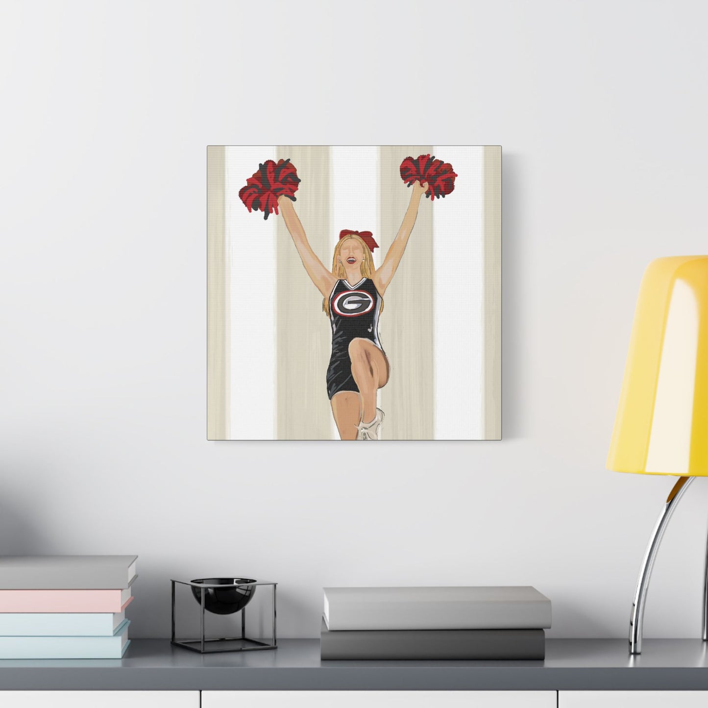 Buldldog Cheerleader Canvas Wall Art, Cheer Decoration, College Spirit Decor, Dorm Room Art, Team Pride Wall Hanging