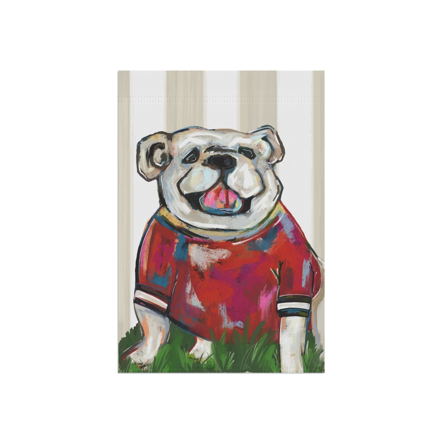 Bulldog Mascot Original Art Print for Dorm, Bulldog Fan Wall Tapestry, College Apartment Wall Hanging, Abstract Animal Painting