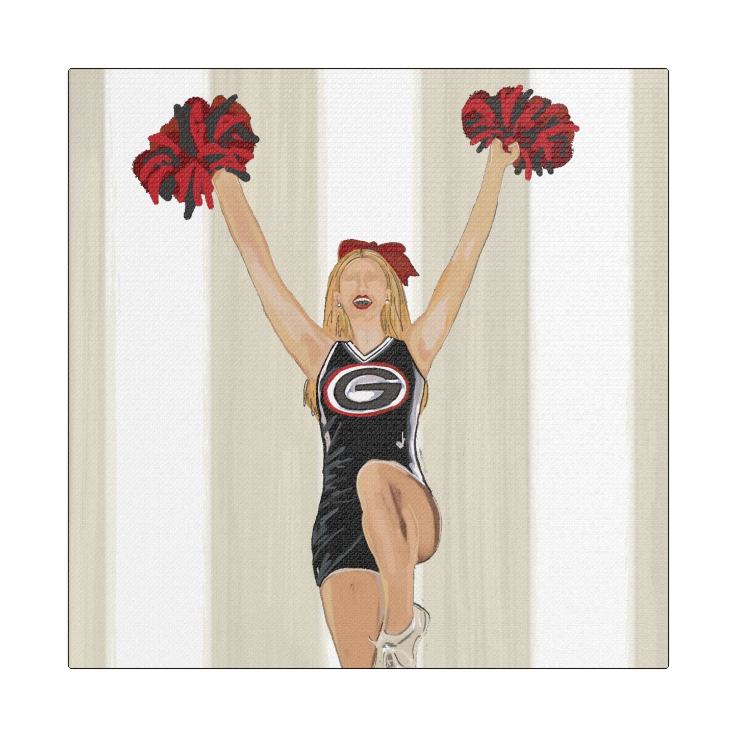 Buldldog Cheerleader Canvas Wall Art, Cheer Decoration, College Spirit Decor, Dorm Room Art, Team Pride Wall Hanging