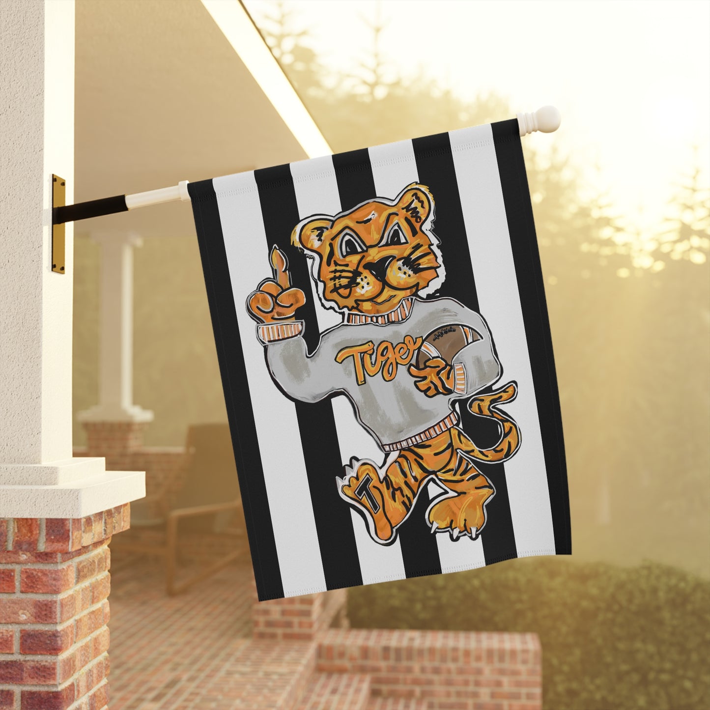 River Football Garden Flag — Clemson Auburn Tiger Stripe House Banner